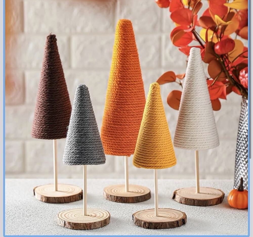 Weysat 5 Pcs Fall Yarn Trees Artificial Tree Table Decor
